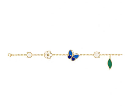 [Zalyn Jewelry ]LUCKY SPRING GOLD BLUESTONE WHITE MOTHER-OF-PEARL BRACELET