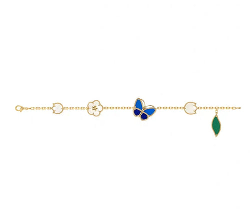 [Zalyn Jewelry ]LUCKY SPRING GOLD BLUESTONE WHITE MOTHER-OF-PEARL BRACELET