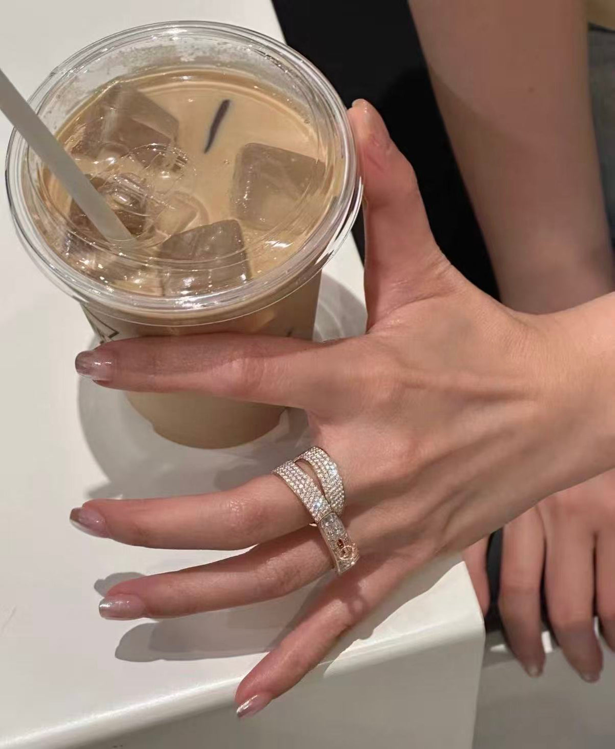 [Zalyn Jewelry]NEW STYLE FULL CIRCLE DOUBLE DIAMOND RING