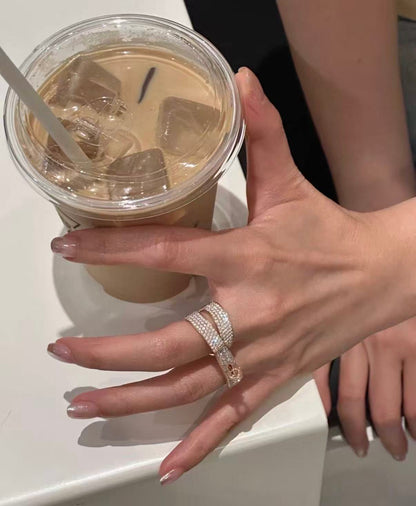 [Zalyn Jewelry]NEW STYLE FULL CIRCLE DOUBLE DIAMOND RING