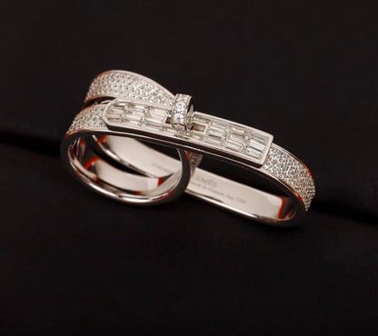 [Zalyn Jewelry]NEW STYLE FULL CIRCLE DOUBLE DIAMOND RING