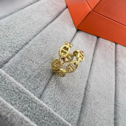 [Zalyn Jewelry]GLOSSY FINISH SQUARE COMBINATION DOUBLE-LAYER PIG NOSE RING