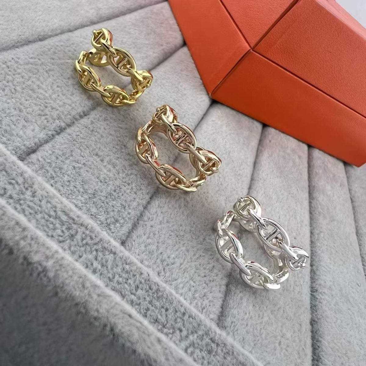 [Zalyn Jewelry]GLOSSY FINISH SQUARE COMBINATION DOUBLE-LAYER PIG NOSE RING