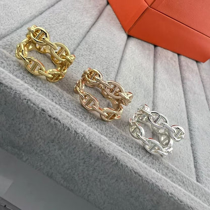 [Zalyn Jewelry]GLOSSY FINISH SQUARE COMBINATION DOUBLE-LAYER PIG NOSE RING