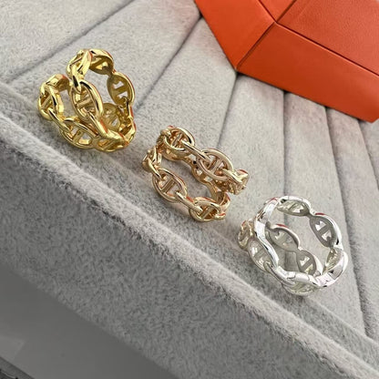 [Zalyn Jewelry]GLOSSY FINISH SQUARE COMBINATION DOUBLE-LAYER PIG NOSE RING