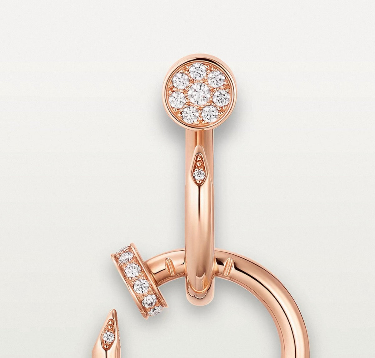 [Zalyn Jewelry]NAIL COLLECTION DIAMOND SET DOUBLE HOOP EARRINGS