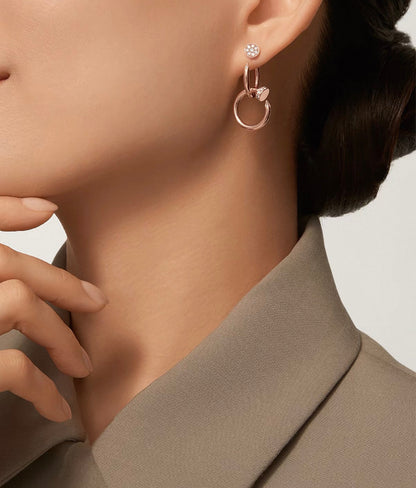 [Zalyn Jewelry]NAIL COLLECTION DIAMOND SET DOUBLE HOOP EARRINGS