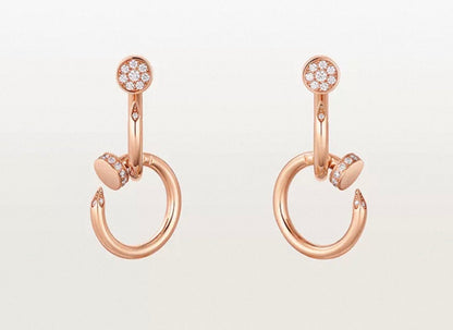 [Zalyn Jewelry]NAIL COLLECTION DIAMOND SET DOUBLE HOOP EARRINGS