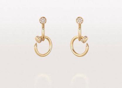 [Zalyn Jewelry]NAIL COLLECTION DIAMOND SET DOUBLE HOOP EARRINGS