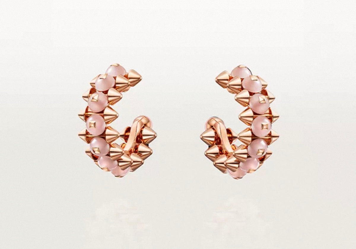 [Zalyn Jewelry]CLASH COLLECTION AGATE CHALCEDONY STUD EARRINGS