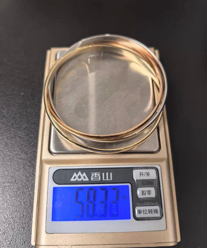 [Zalyn]TRINITY COLLECTION CLASSIC THREE-COLOUR GOLD TRIPLE BAND BANGLE