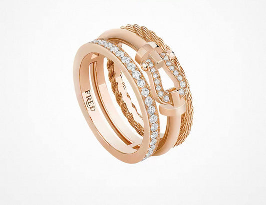 [Zalyn Jewelry]FORCE 10 RISE SERIES LARGE-SIZED 18K GOLD HALF-SET DIAMOND RING
