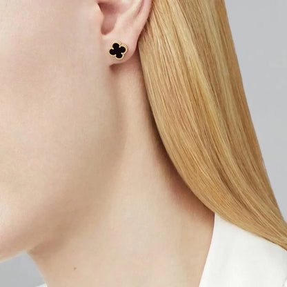 [Zalyn Jewelry ]CLOVER MINI 9.5MM BLACK MOP EARRINGS