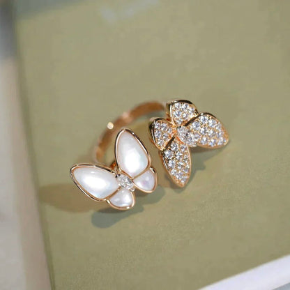 [Zalyn Jewelry ]TWIN BUTTERFLY DIAMOND MOP RING
