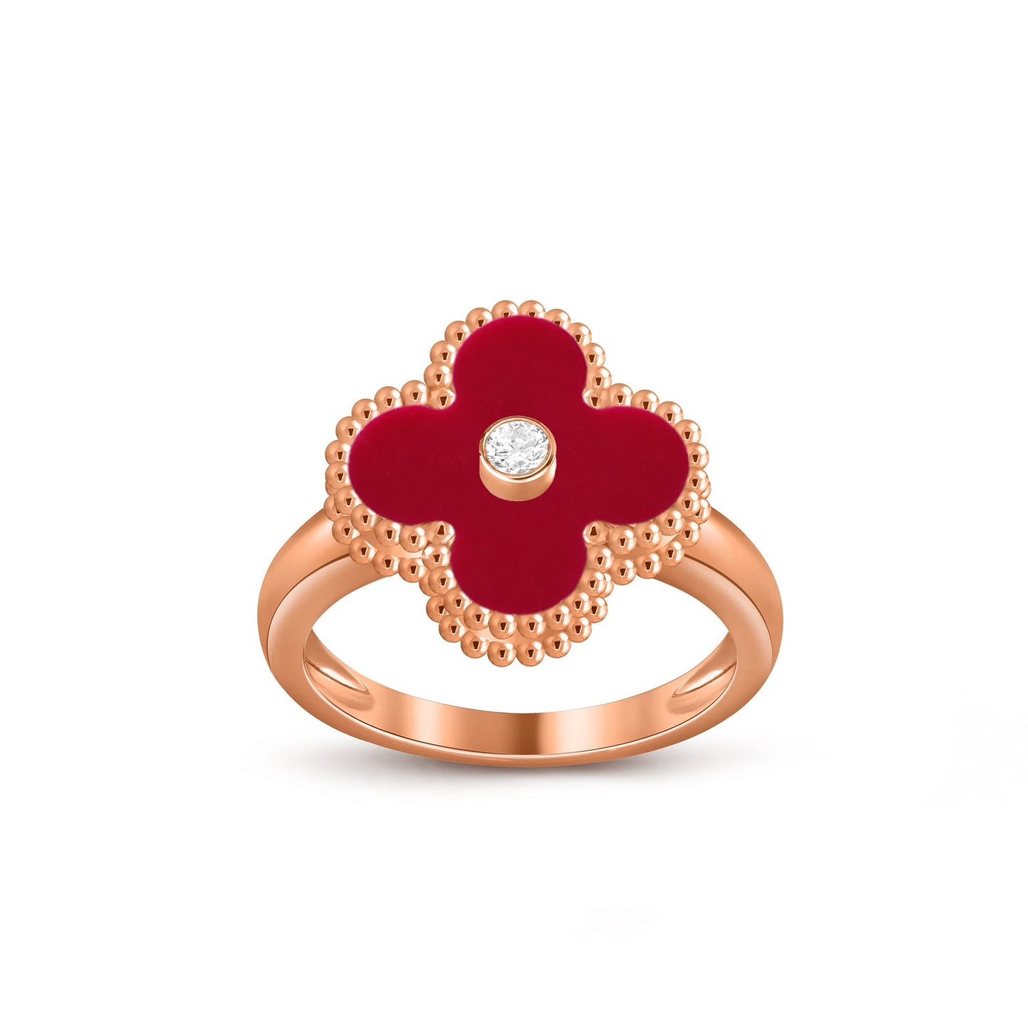 [Zalyn]LUCKY CLOVER DIAMOND-ACCENT ROSE GOLD RING COLLECTION