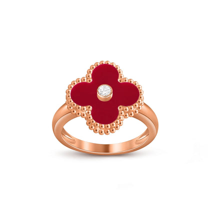 [Zalyn]LUCKY CLOVER DIAMOND-ACCENT ROSE GOLD RING COLLECTION