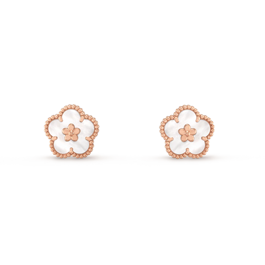[Zalyn Jewelry ]LUCKY PINK GOLD WHITE MOP EARRINGS