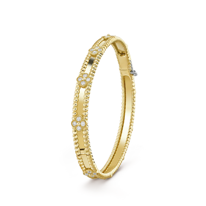 [Zalyn Jewelry ]CLOVER BRACELET 4MM DIAMONDS