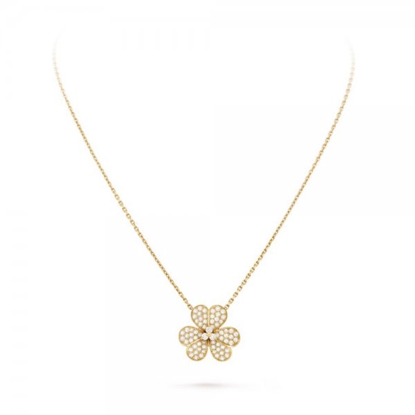 [Zalyn]PAVÉ DIAMOND FLOWER CHARM NECKLACE