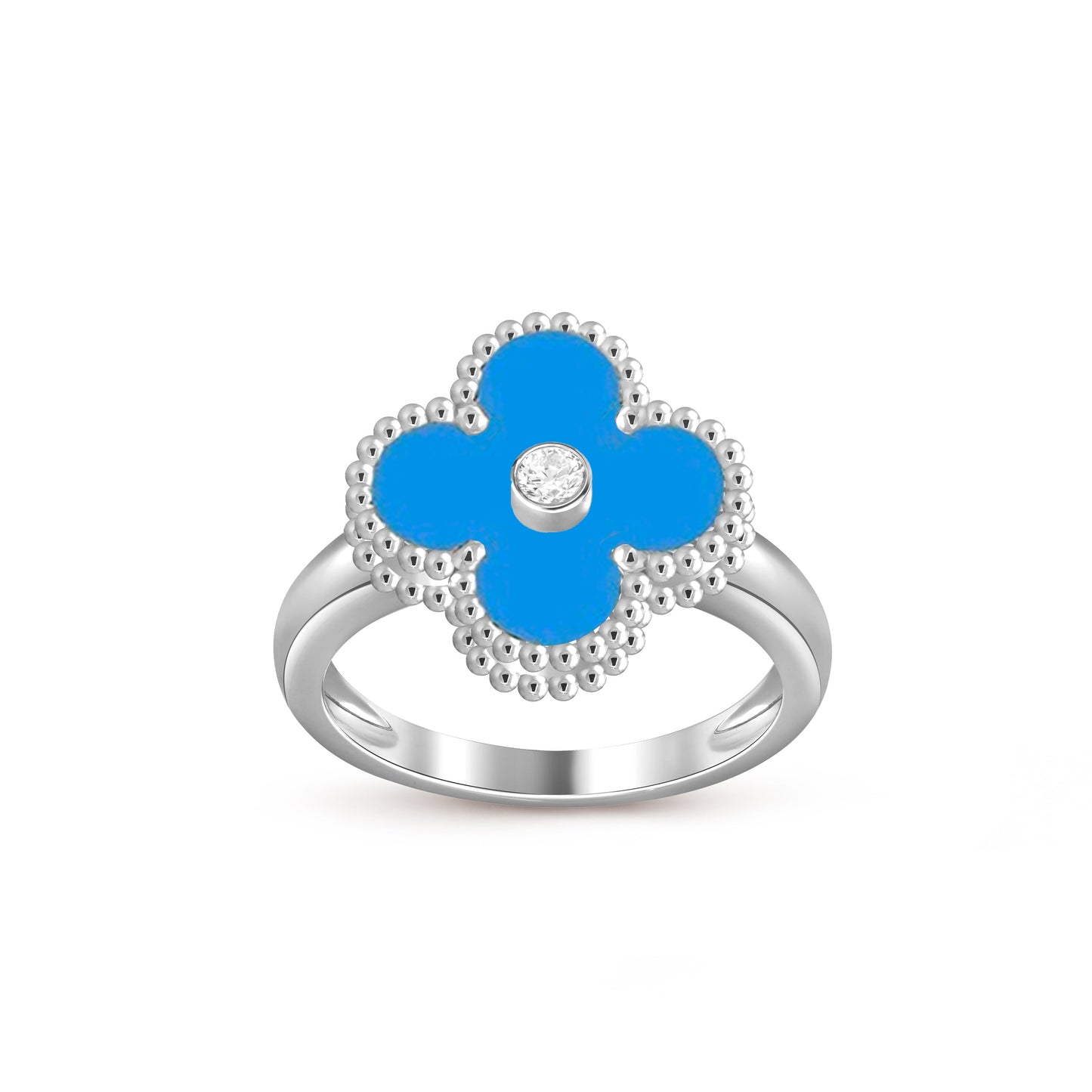 [Zalyn]LUCKY CLOVER DIAMOND-ACCENT WHITE GOLD RING COLLECTION
