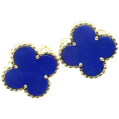 [Zalyn Jewelry ]CLOVER MINI 9.5MM BLUE AGATE EARRINGS