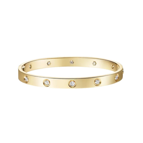 [Zalyn]CLASSIC 6.1MM LOVE SINGLE-SCREW CLOSURE BANGLE - 10-DIAMOND