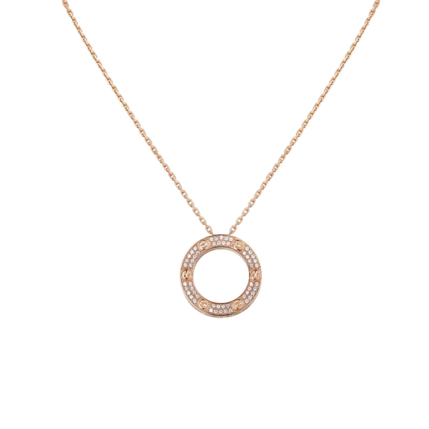 [Zalyn]LOVE LARGE CIRCULAR PENDANT FULL-PAVÉ DIAMOND NECKLACE