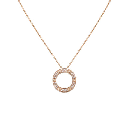 [Zalyn]LOVE LARGE CIRCULAR PENDANT FULL-PAVÉ DIAMOND NECKLACE