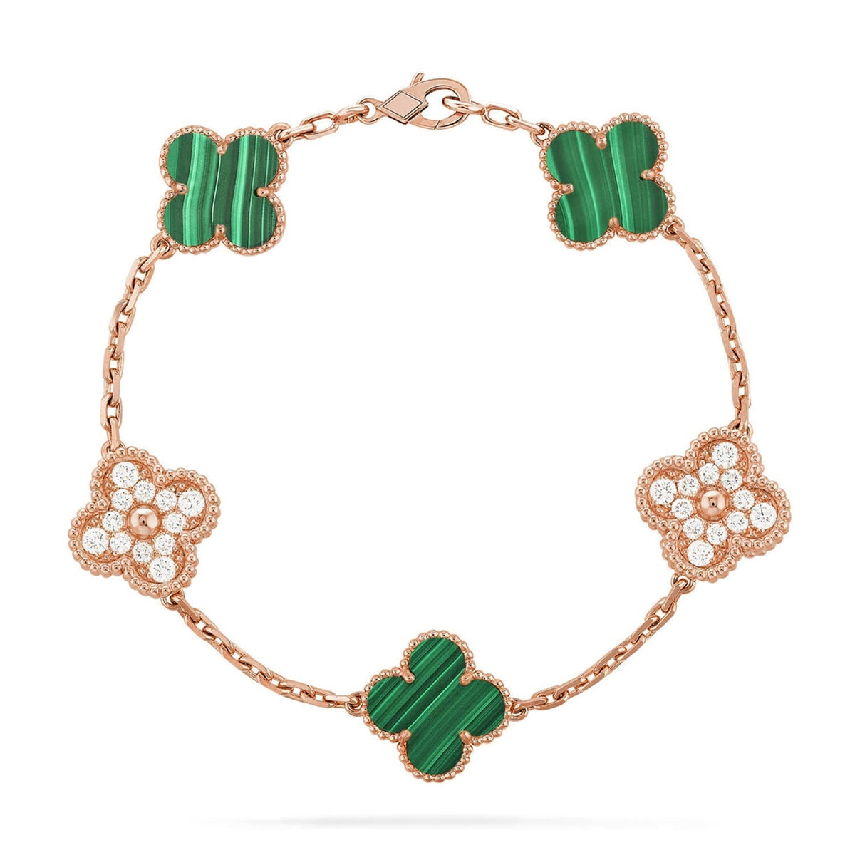 [Zalyn Jewelry ] CLOVER 5 MOTIF MALACHITE BRACELET COLLECTION