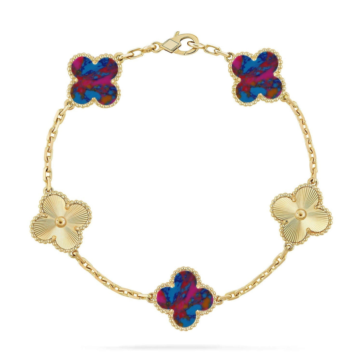 [Zalyn Jewelry ]CLOVER 5 MOTIF COLOR GEMSTONES BRACELET COLLECTION