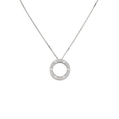 [Zalyn]LOVE LARGE CIRCULAR PENDANT FULL-PAVÉ DIAMOND NECKLACE