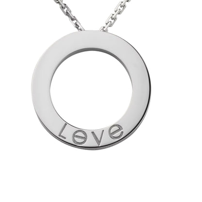 [Zalyn]LOVE LARGE CIRCULAR PENDANT 3-DIAMOND NECKLACE