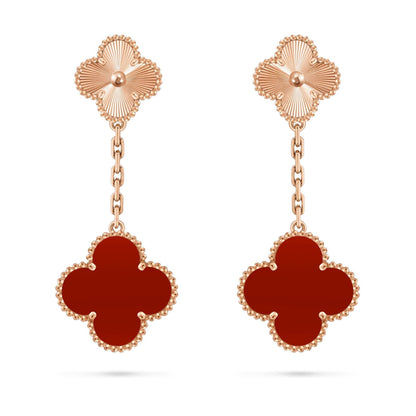 [Zalyn]CLOVER DUAL-MOTIF STATEMENT STUD EARRINGS - DOUBLE-CHARM COLLECTION
