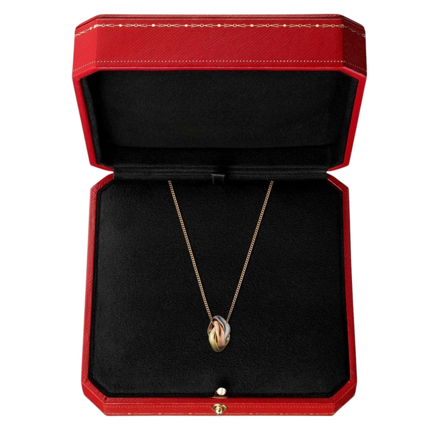 [Zalyn]TRI-COLOR SQUARE RING NECKLACE