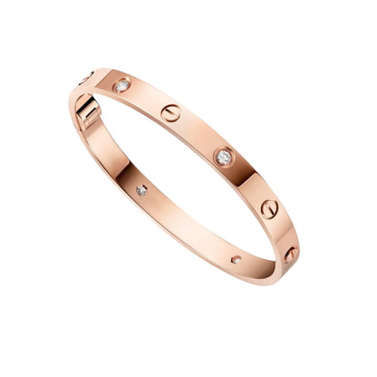 [Zalyn]CLASSIC 6.1MM LOVE SINGLE-SCREW CLOSURE BANGLE - 4-DIAMOND