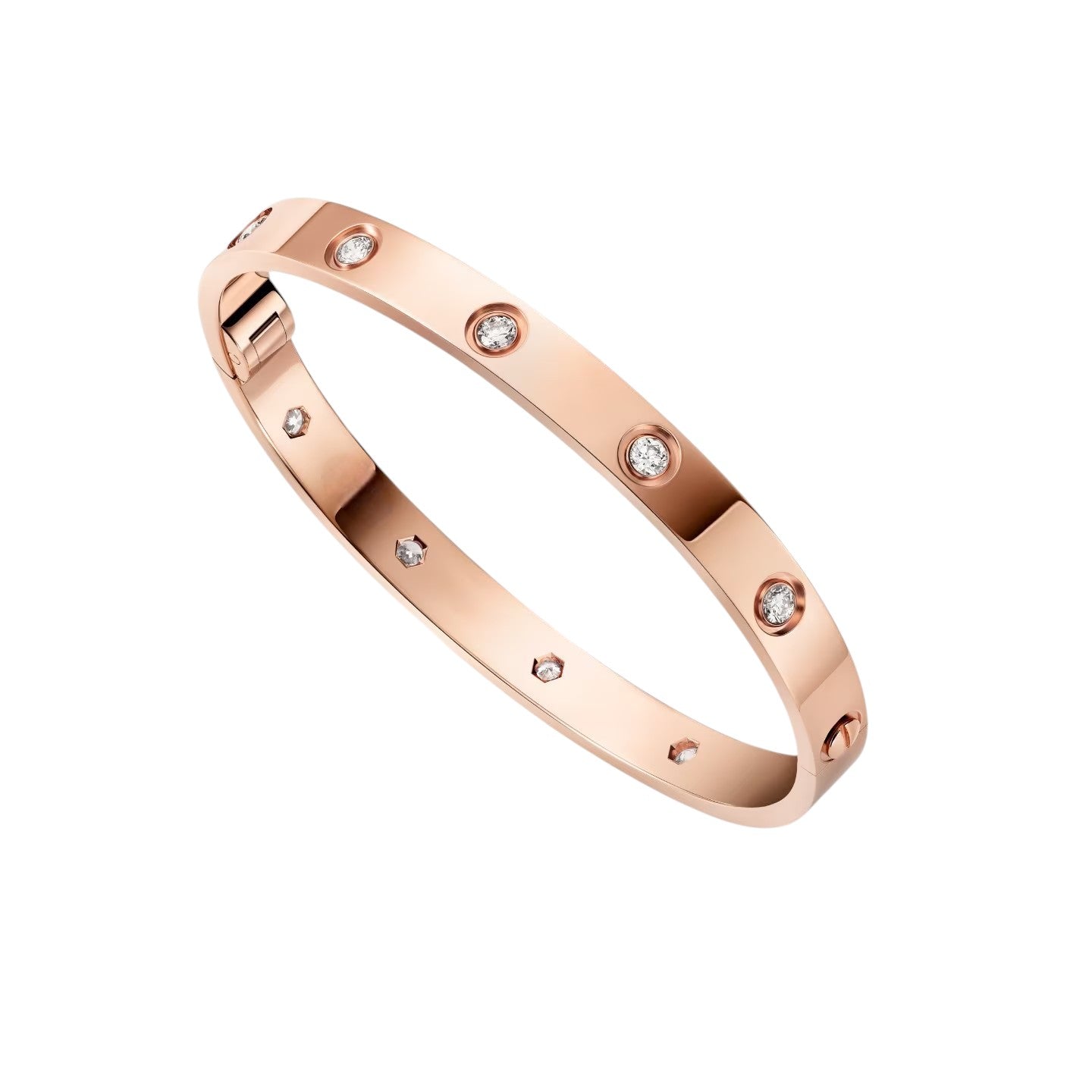 [Zalyn]CLASSIC 6.1MM LOVE SINGLE-SCREW CLOSURE BANGLE - 10-DIAMOND