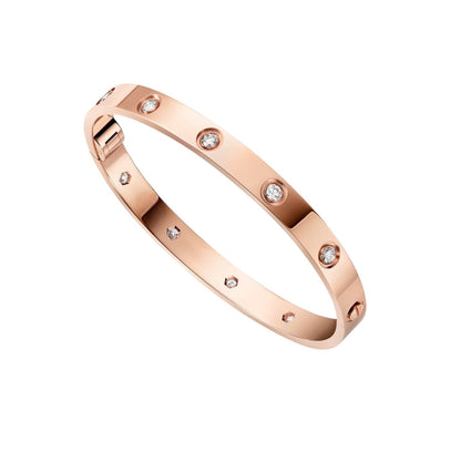 [Zalyn]CLASSIC 6.1MM LOVE SINGLE-SCREW CLOSURE BANGLE - 10-DIAMOND