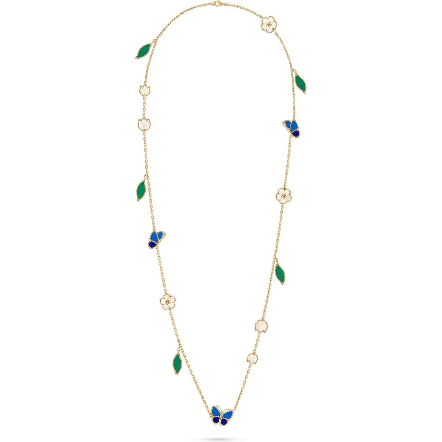 [Zalyn]LUCKY SPRING BUTTERFLY & FLOWER STATEMENT NECKLACE - 15-MOTIF FLORAL DESIGN