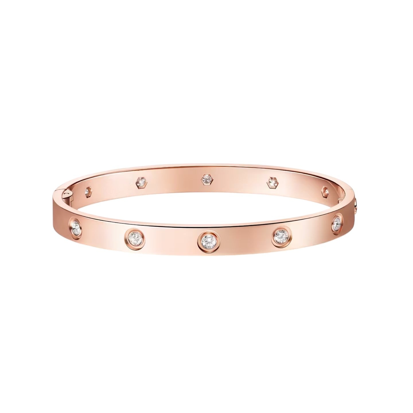 [Zalyn]CLASSIC 6.1MM LOVE SINGLE-SCREW CLOSURE BANGLE - 10-DIAMOND