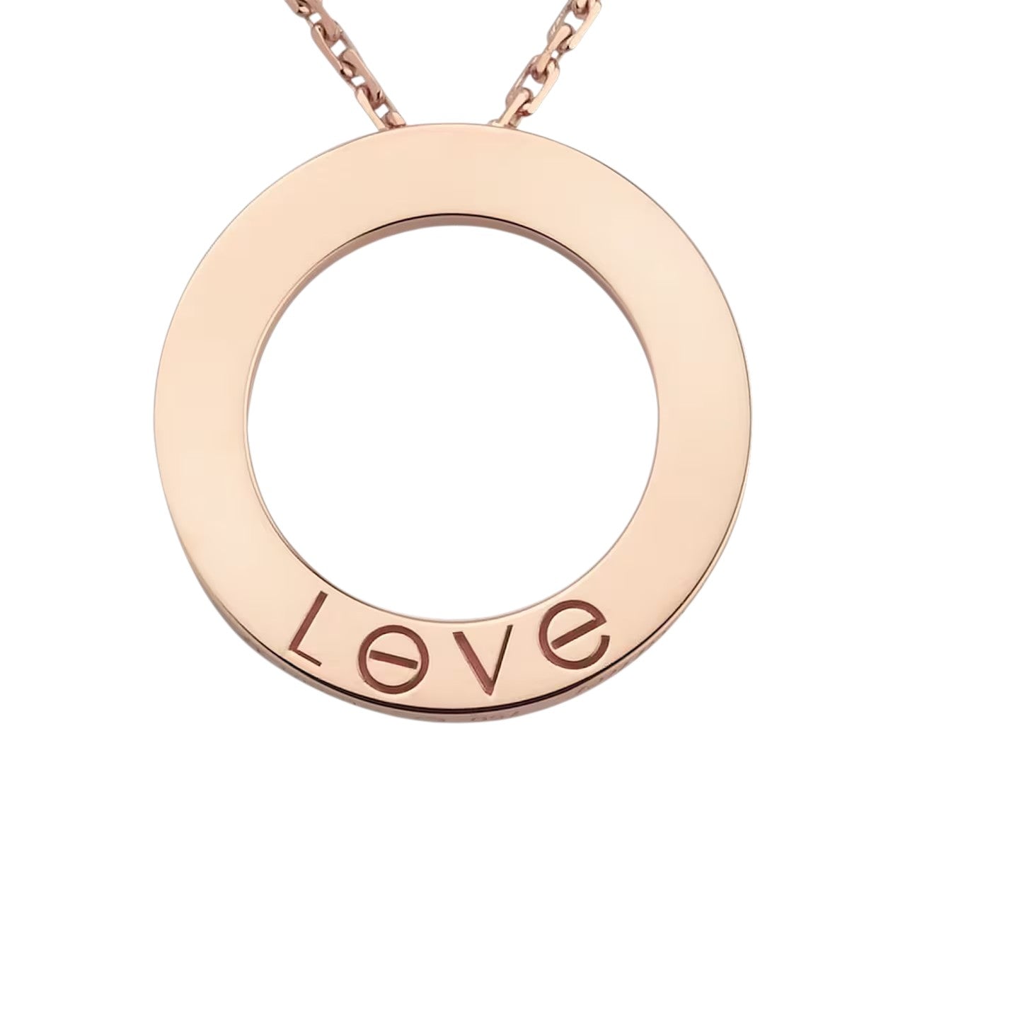 [Zalyn]LOVE LARGE CIRCULAR PENDANT 3-DIAMOND NECKLACE