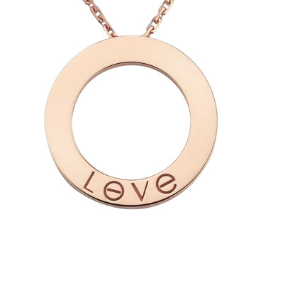 [Zalyn]LOVE LARGE CIRCULAR PENDANT 3-DIAMOND NECKLACE