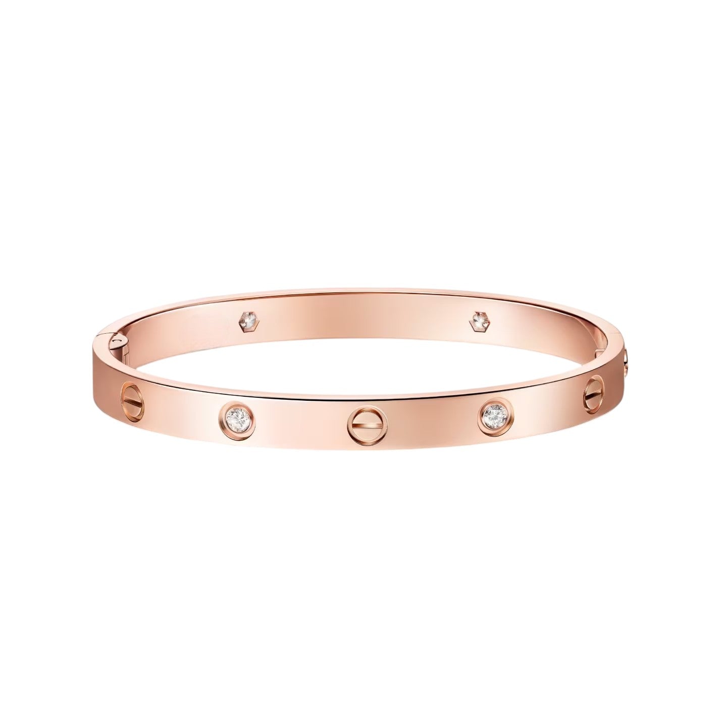 [Zalyn]CLASSIC 6.1MM LOVE SINGLE-SCREW CLOSURE BANGLE - 4-DIAMOND