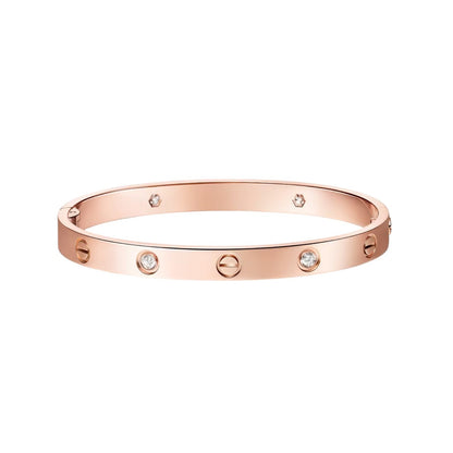 [Zalyn]CLASSIC 6.1MM LOVE SINGLE-SCREW CLOSURE BANGLE - 4-DIAMOND