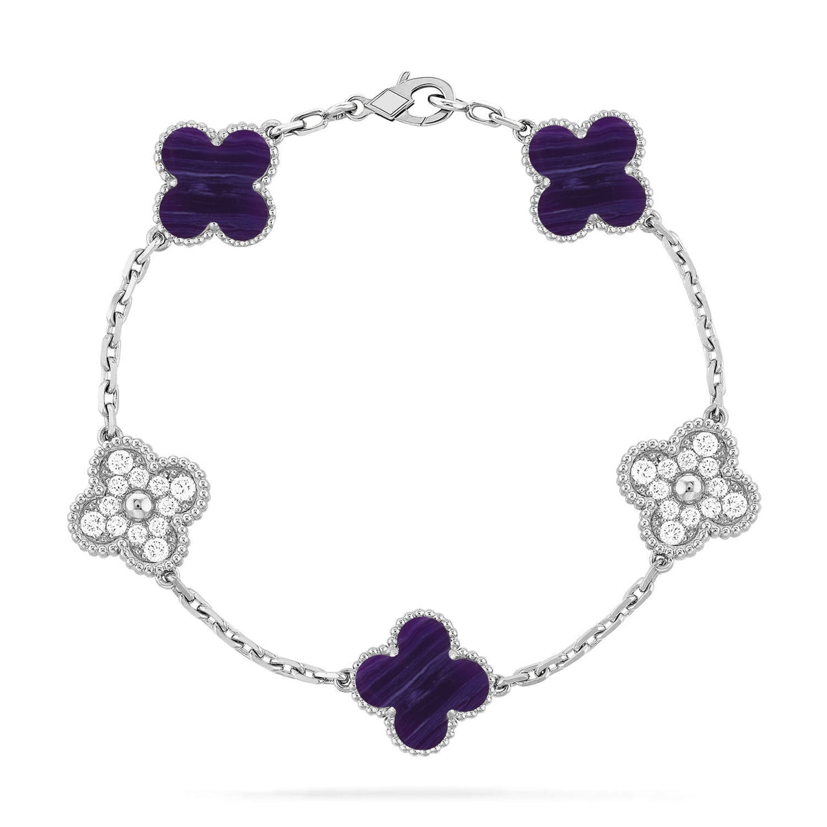 [Zalyn Jewelry ]CLOVER 5 MOTIF PURPLE STRIPES BRACELET COLLECTION