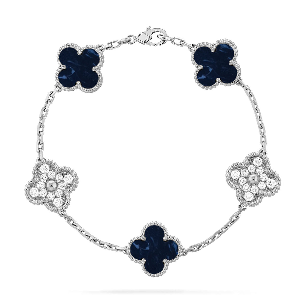 [Zalyn]LUCKY CLOVER 5-MOTIF BRACELET - PIETERSITE COLLECTION