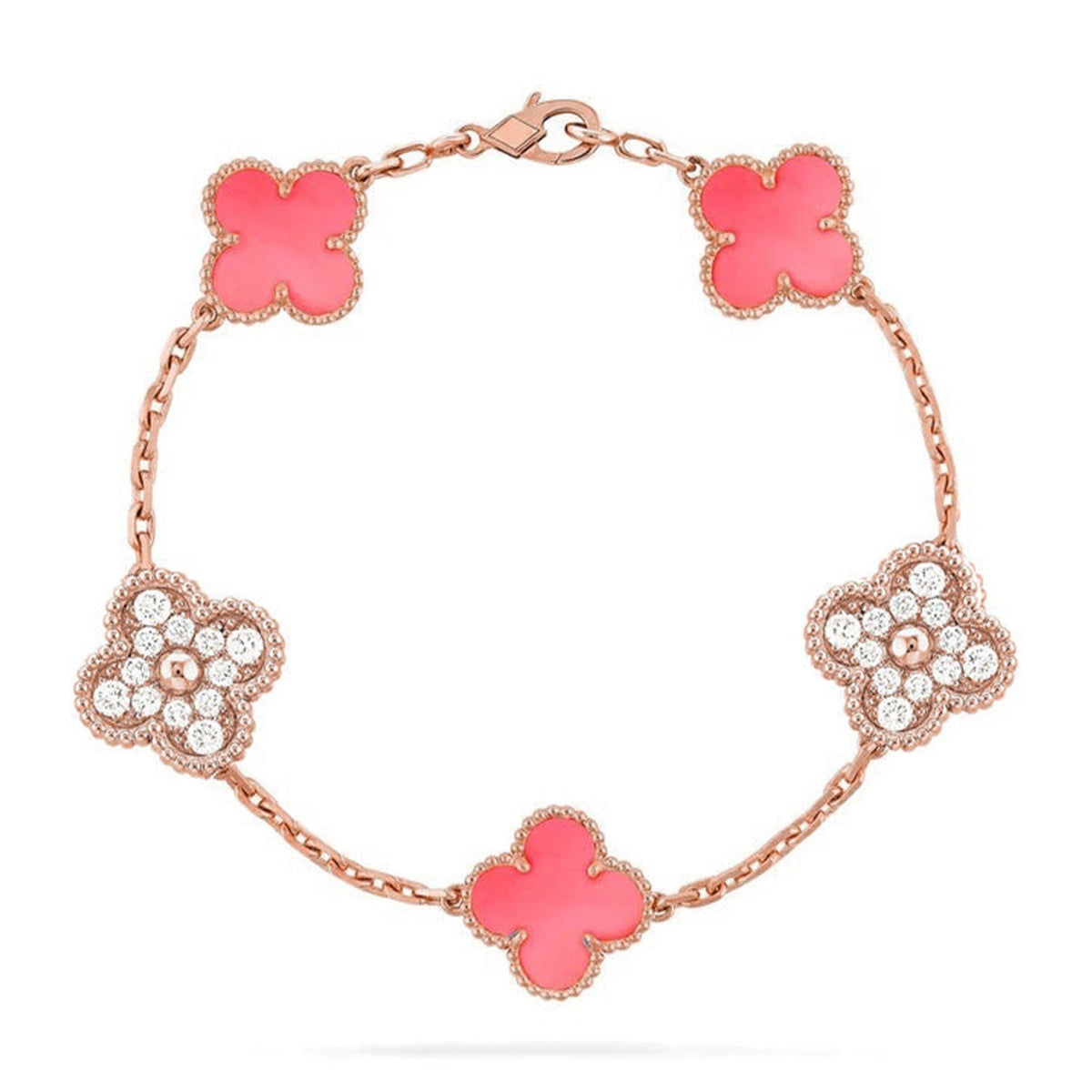 [Zalyn Jewelry ] CLOVER 5 MOTIFS  PINK MOP BRACELET COLLECTION