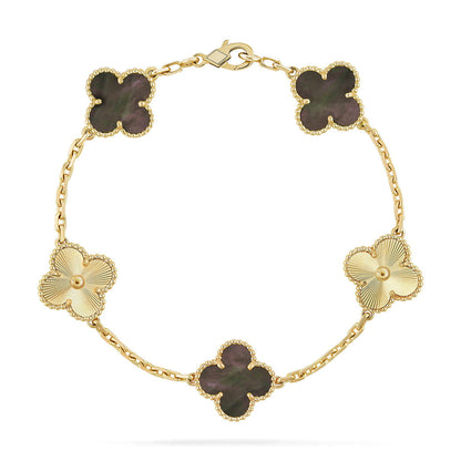 [Zalyn]LUCKY CLOVER 5-MOTIF BRACELET - GREY MOTHER-OF-PEARL COLLECTION