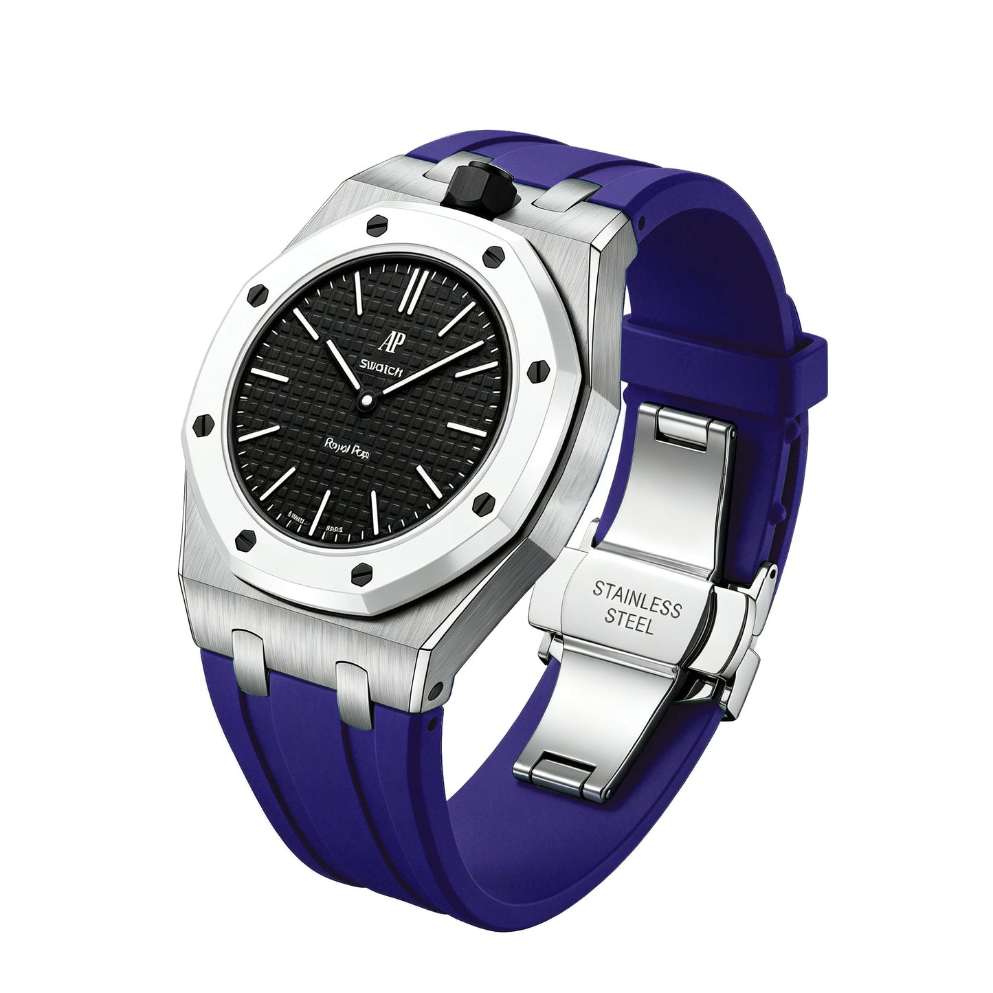 [Zalyn]Royal Oak Pop Exclusive Steel Case & Silicone Strap With Cradle
