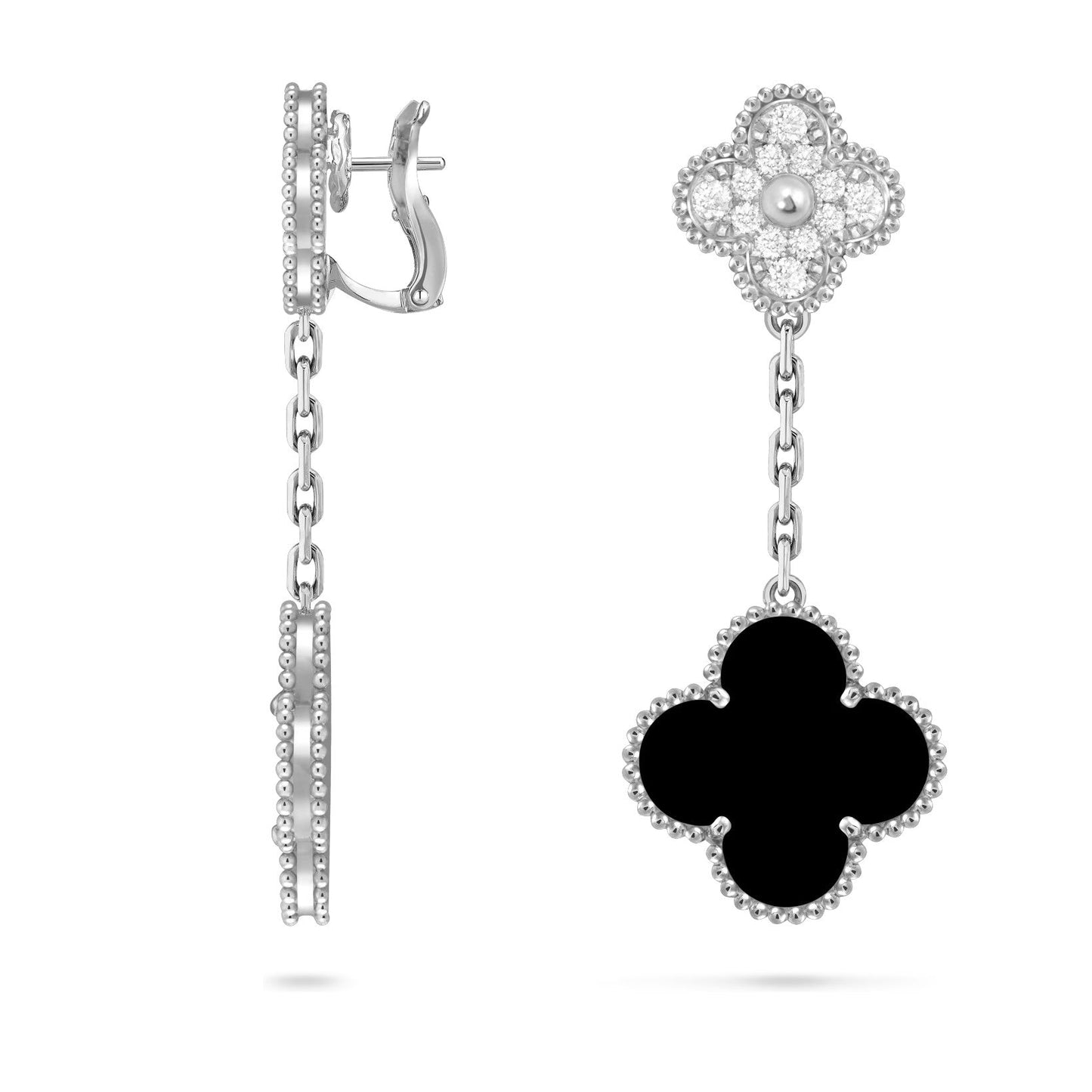 [Zalyn]CLOVER DUAL-MOTIF STATEMENT STUD EARRINGS - DOUBLE-CHARM COLLECTION