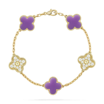 [Zalyn]LUCKY CLOVER 5-MOTIF BRACELET - LAVENDER COLLECTION